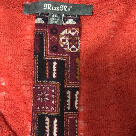 Miss Me Rust Embellished Boho High Low Cardigan - Picture 10 of 12